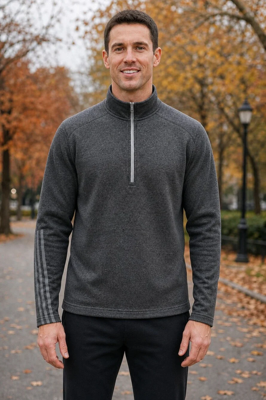 Adidas Men's Aeroready Brushed Terry Quarter Zip Pullover Top Black Large
